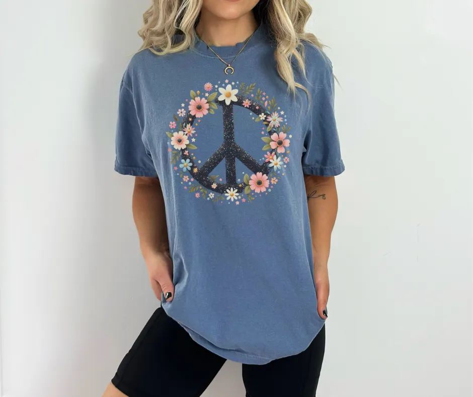 Boho Flowers Peace Sign