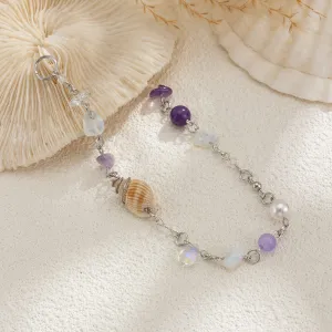 Boho Irregular Crystal Stone Conch Pearl Chain Hair Braids Ring
