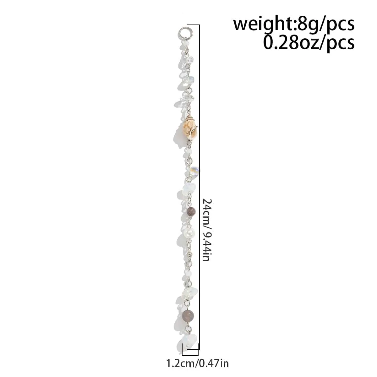 Boho Irregular Crystal Stone Conch Pearl Chain Hair Braids Ring