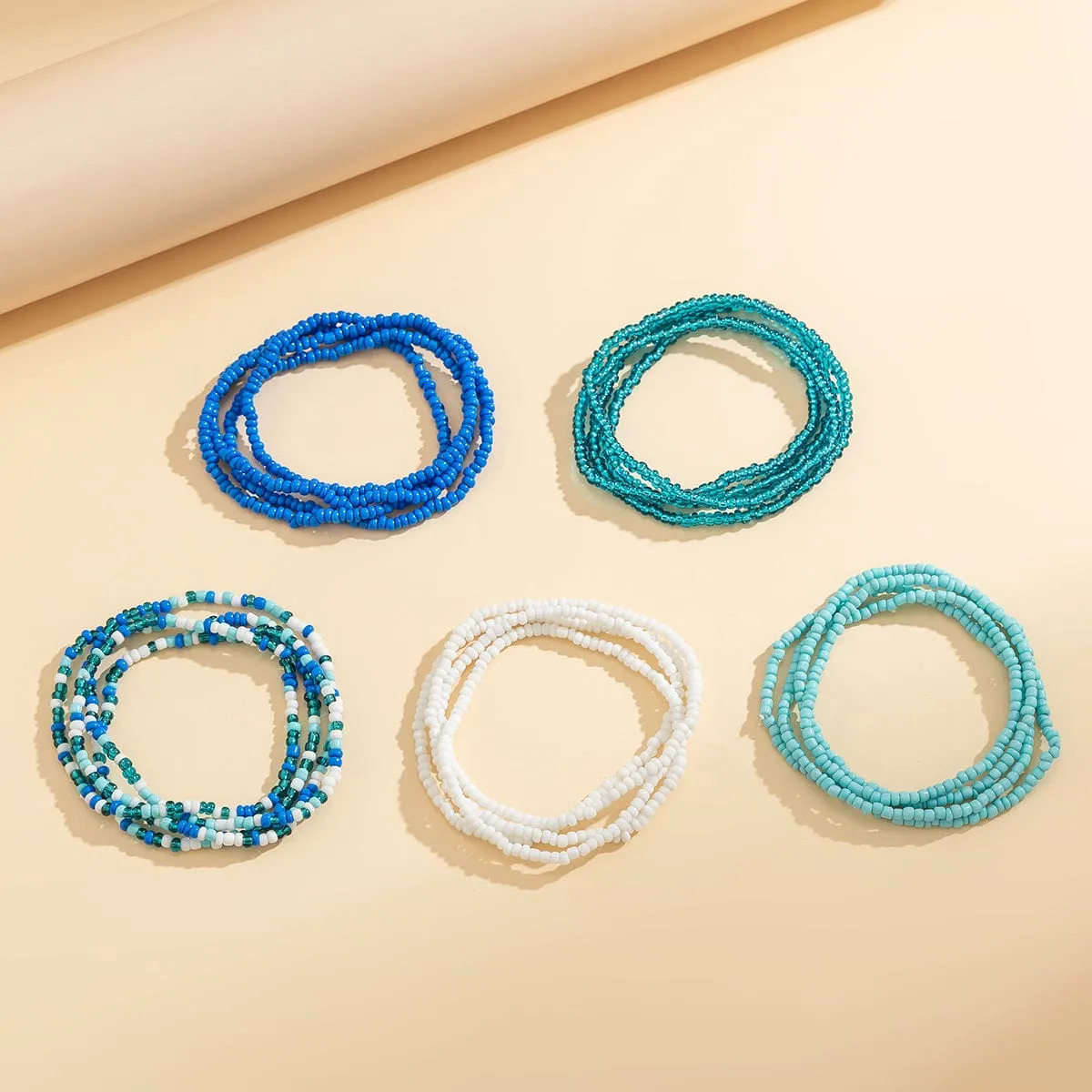 Boho Layered Ocean Style Crystal Beaded Waist Chain Set
