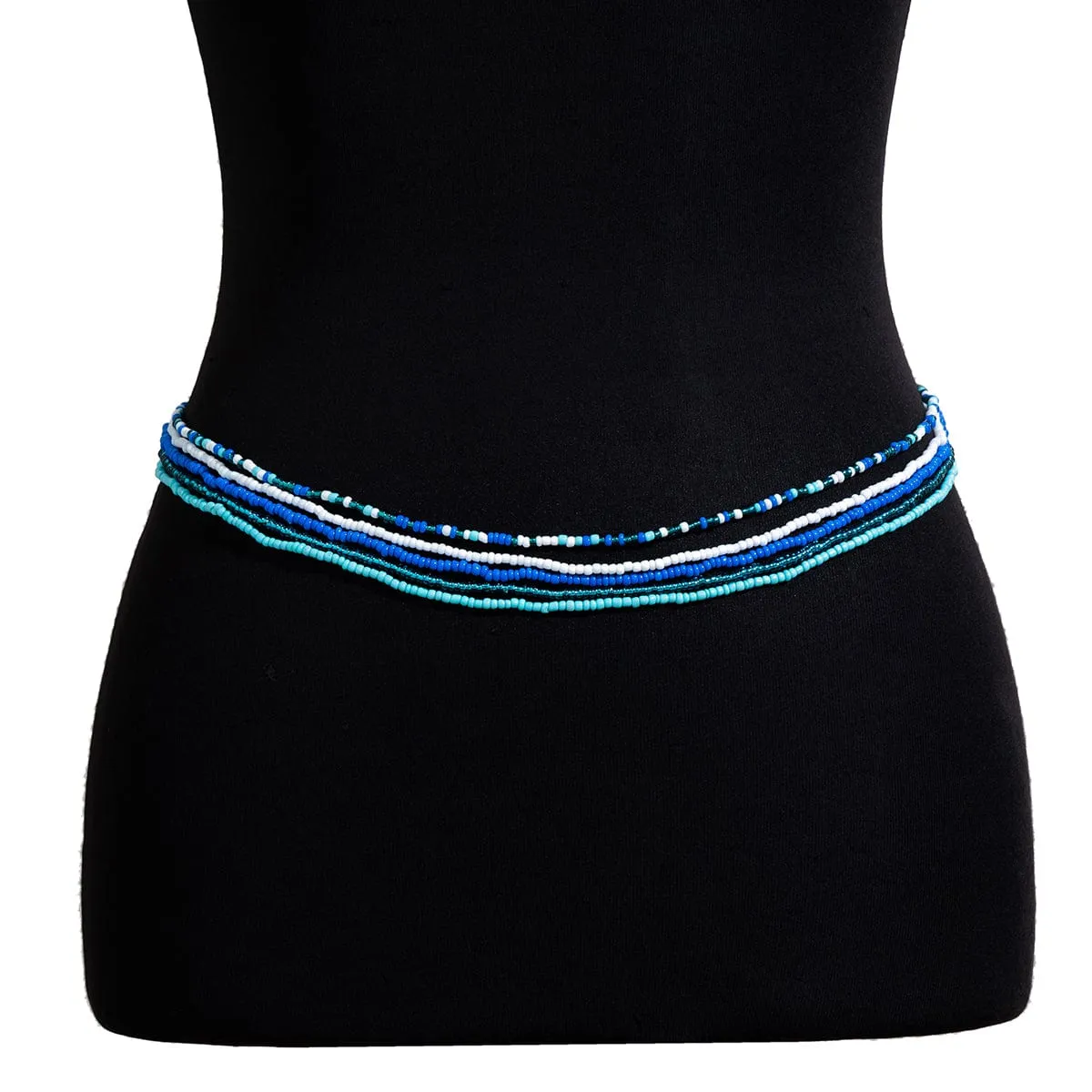 Boho Layered Ocean Style Crystal Beaded Waist Chain Set