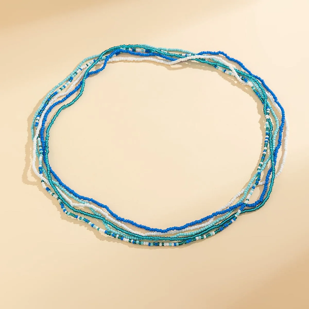Boho Layered Ocean Style Crystal Beaded Waist Chain Set