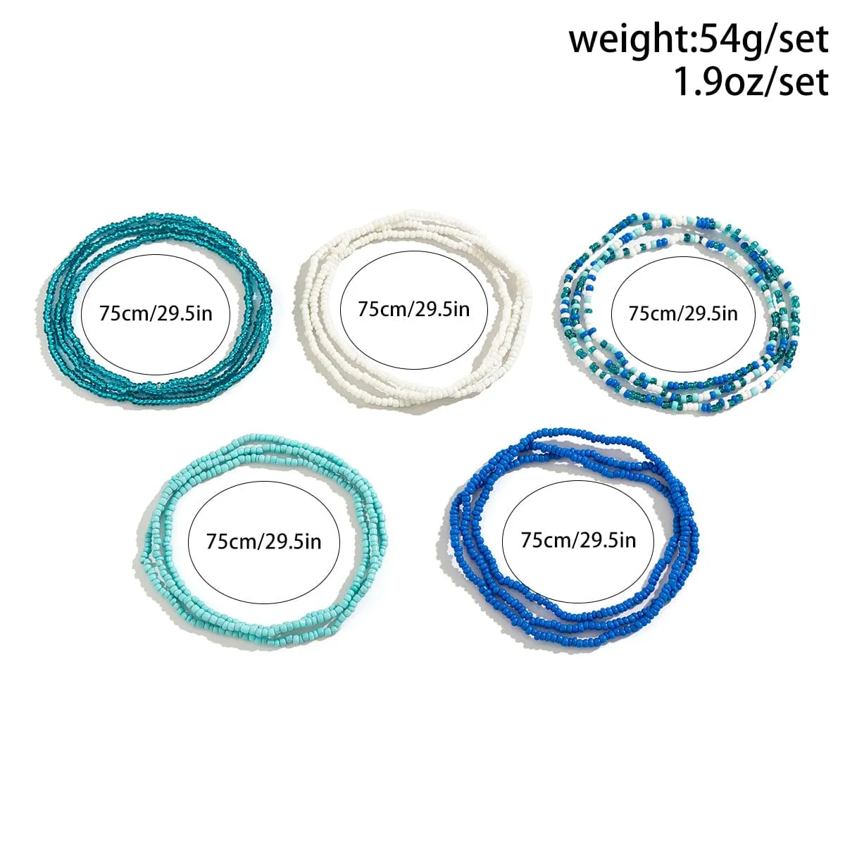 Boho Layered Ocean Style Crystal Beaded Waist Chain Set