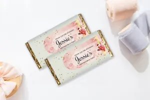 Boho Pink and Gold Chocolate Bar Wrapper Template