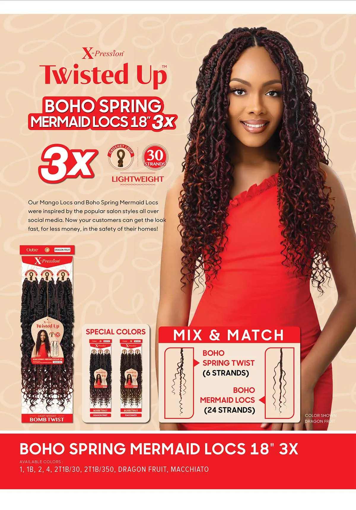 Boho Spring Mermaid Locs 18" 3X