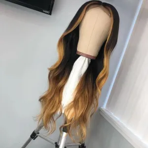 Brazilian Hair Lace Front Body Wave Blond Ombre Color Wig