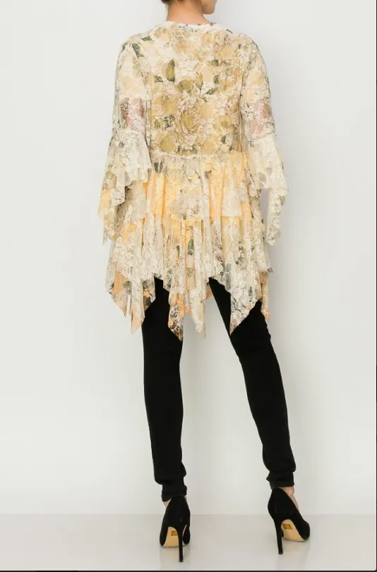Breathtaking Yellow  Lace Cardigan Jacket