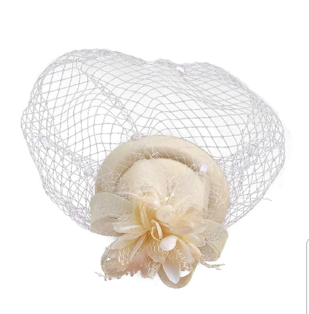 Bridee Feather/Mesh Headband/Fascinator