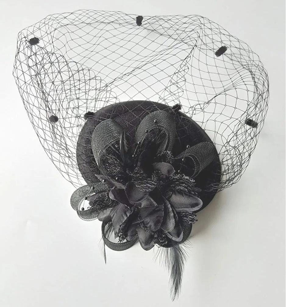 Bridee Feather/Mesh Headband/Fascinator