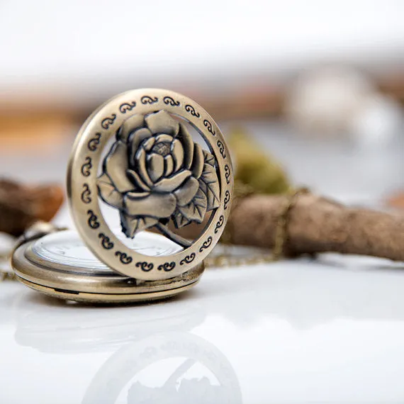 Bronze Antique Rose Pocket Watch