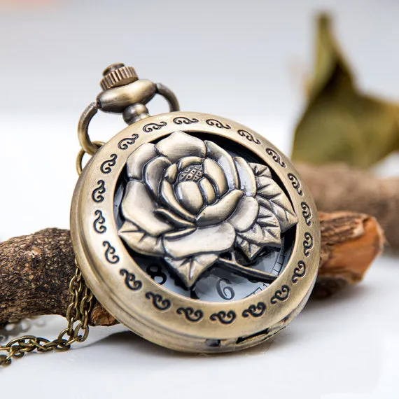 Bronze Antique Rose Pocket Watch