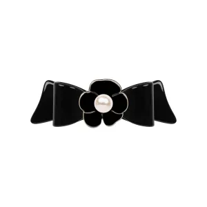Camellia Pearl Small Black Bow Hair Clip