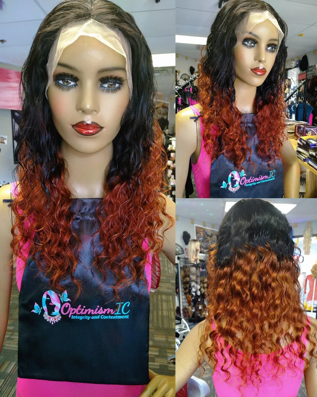 Captivate 12A Virgin Human hair wigs Auburn Black Transparent Lace 13x6 $295 Premium body wave Lace Front Wigs at Optimismic Wigs and Gifts