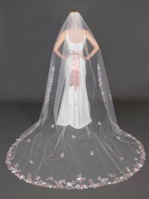 Cathedral Veil with Sequin and Embroidered Flowers & Leaves