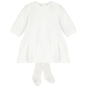 Celeste Ivory Dress with Flower Detail & Tights