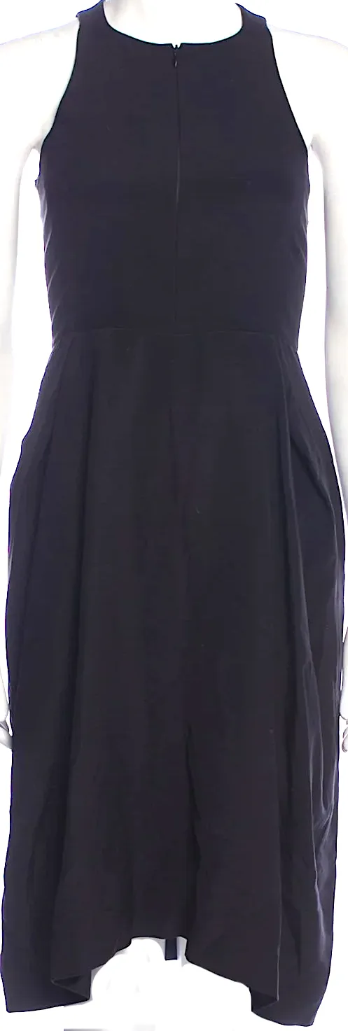 Celine Paris. Phoebe Philo. Black Silk Ruffle Embellishment Dress