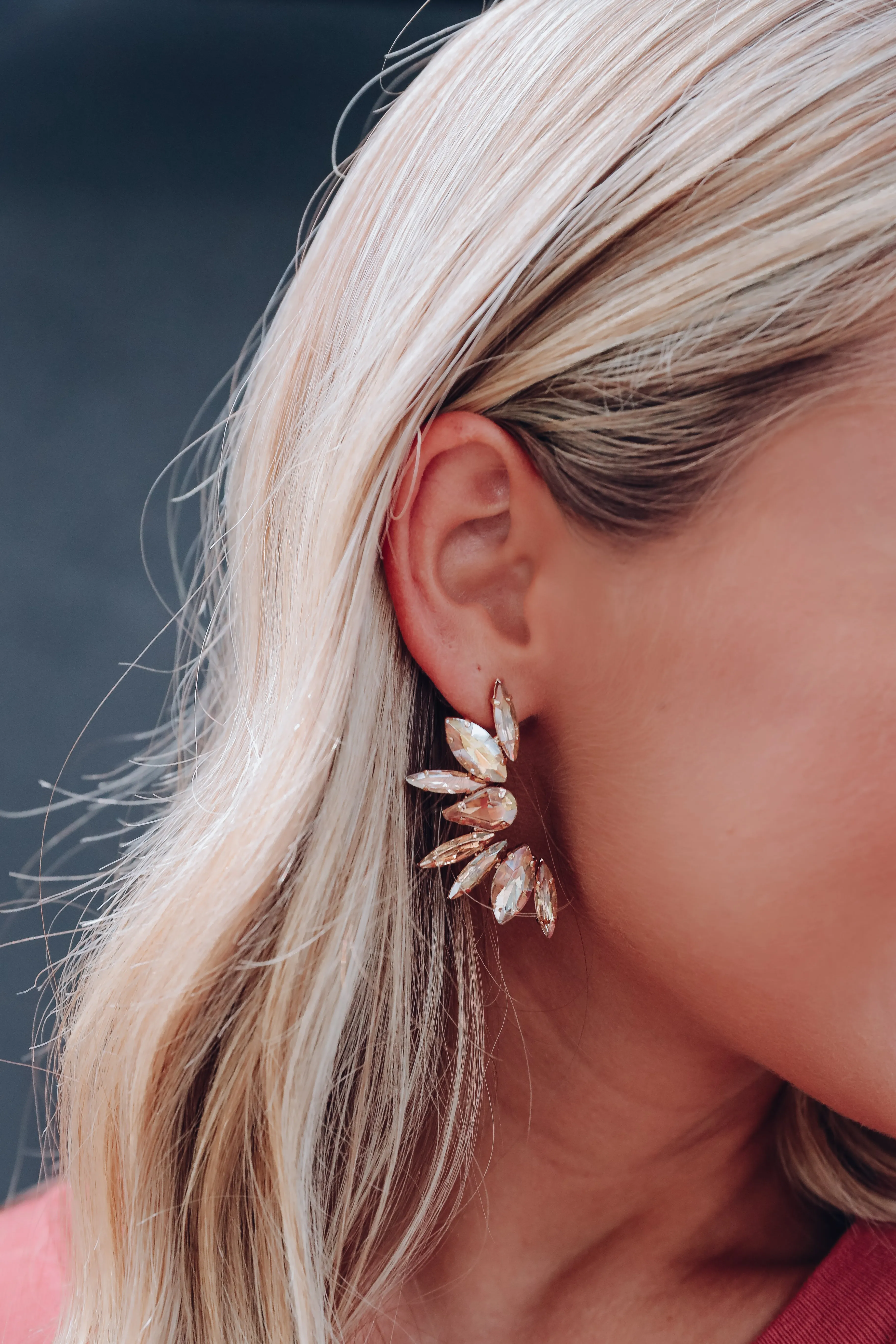 Charismatic Crystal Half Circle Earring - Champagne