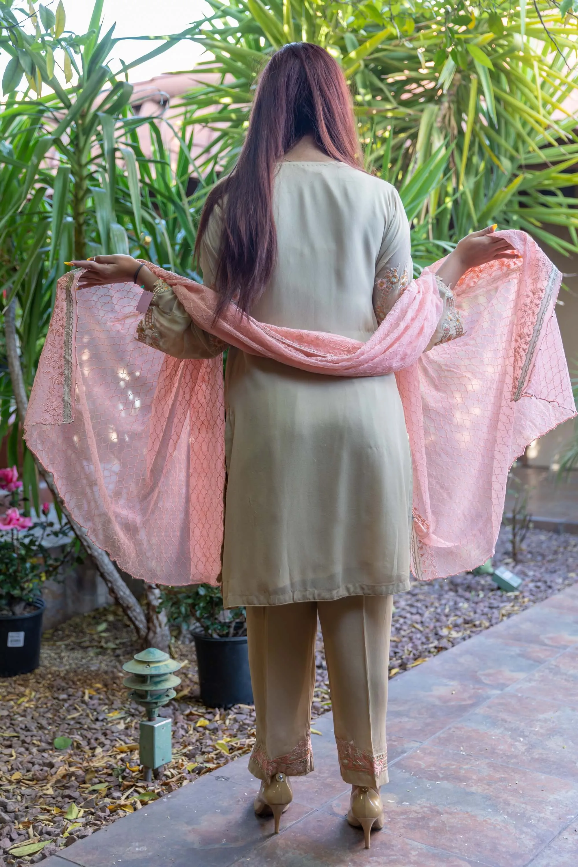 Chiffon Silk Embroidery Suit-Salwar Kameez