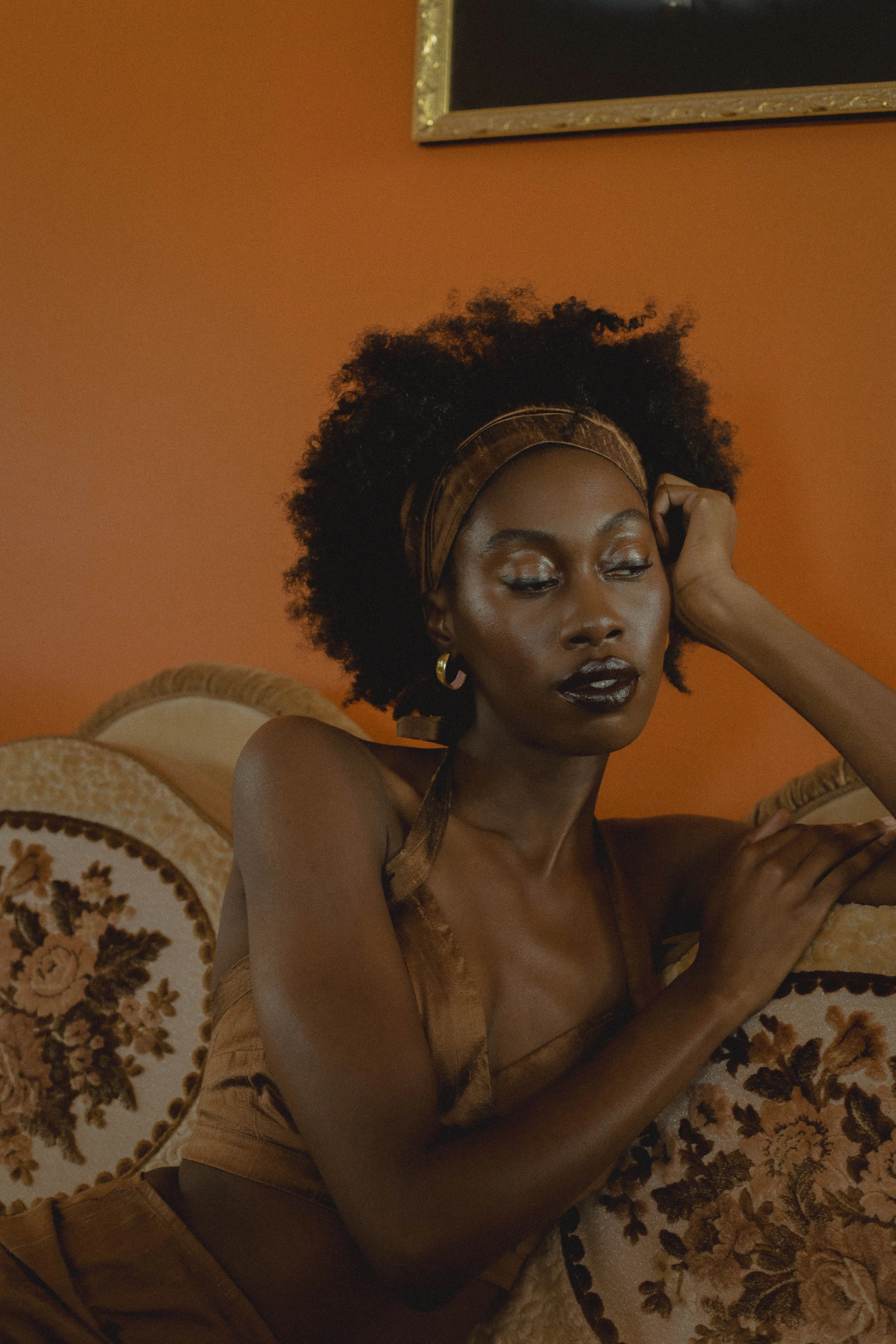 Chocolate Brown Nude Silk Scarf