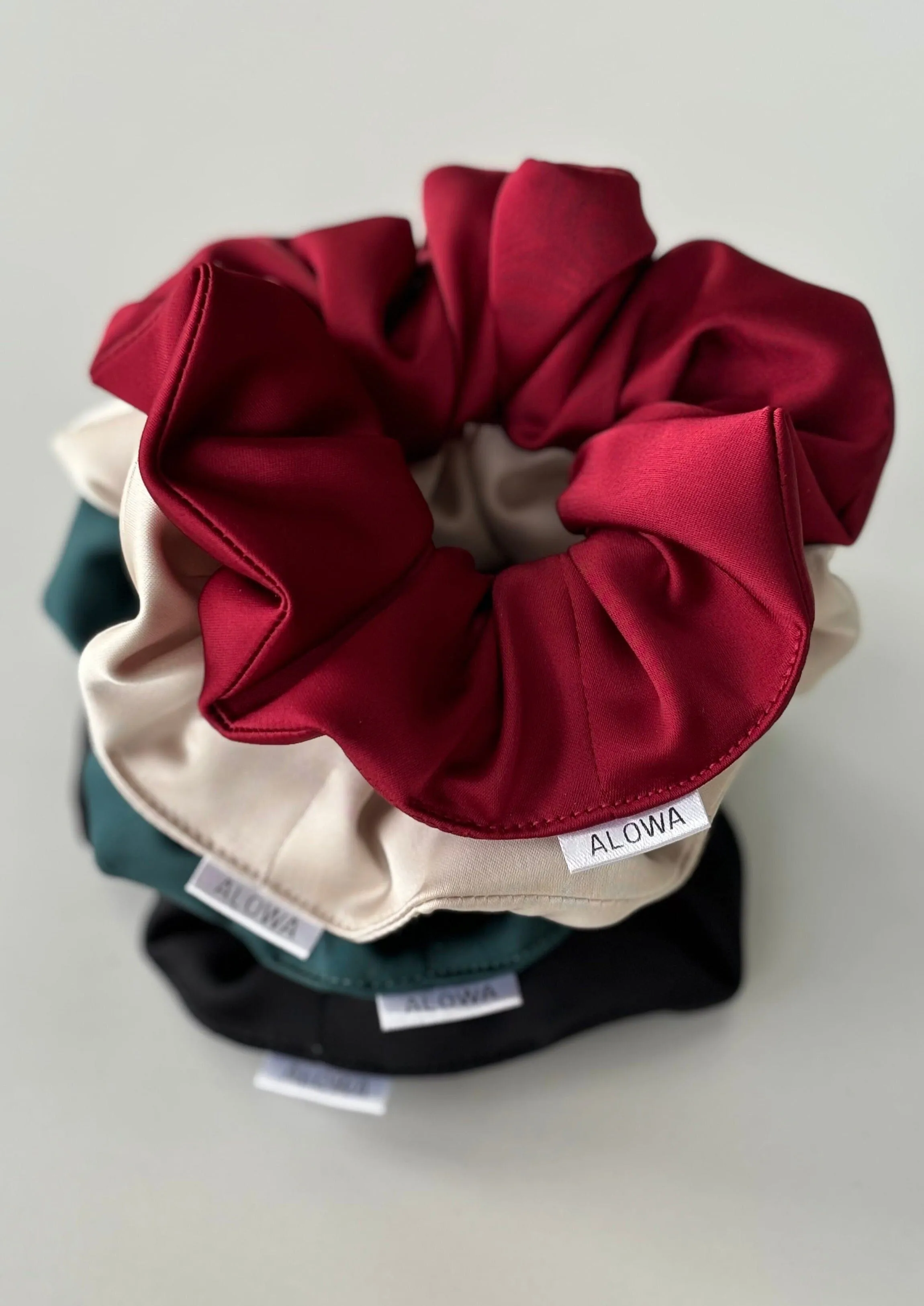 Chouchou en satin - Fluffy Forest Green