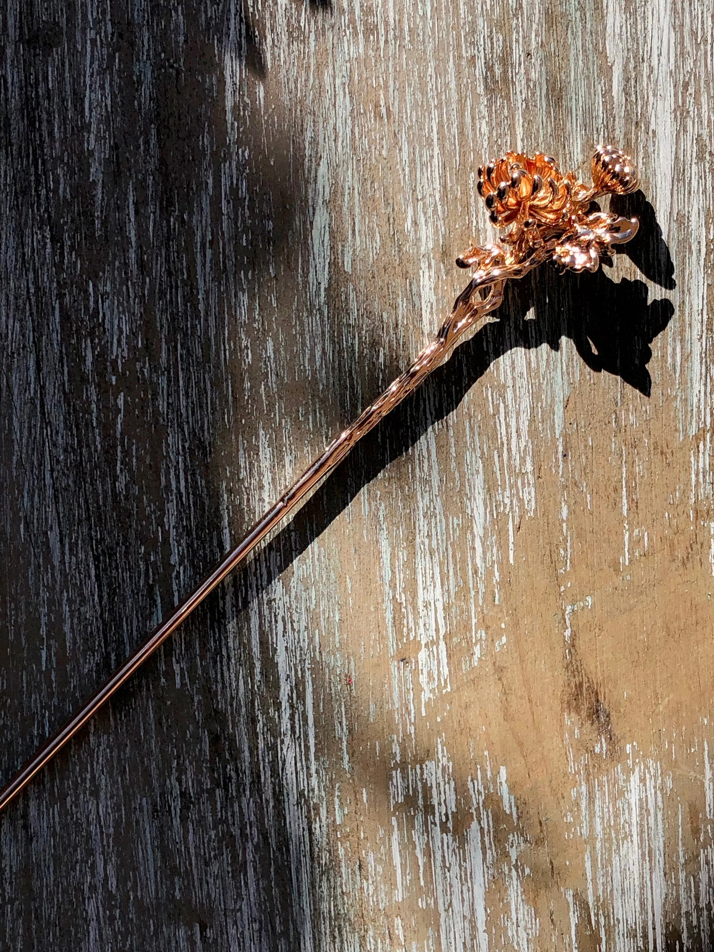 Chrysanthemum Flower Garden Gold Hair Stick