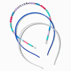 Claire's Club Jewel Tone "Kind" Beaded Headbands - 3 Pack