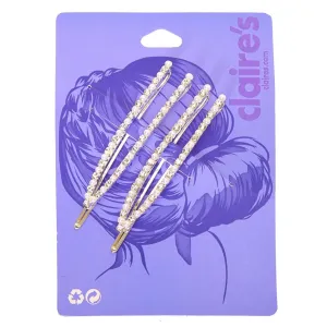 Claire's Silver Rhinestone Pearl Open Bobby Pins - 2 Pack