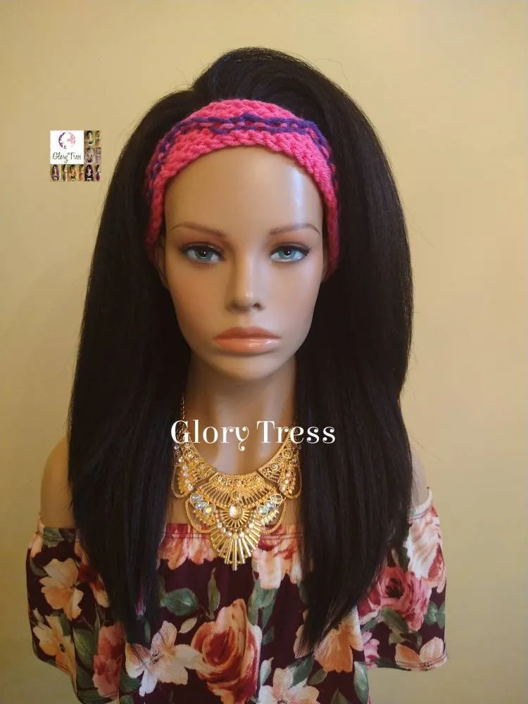 CLEARANCE // Crochet Headband - Pink & Purple Headband - Turbans - Handmade Turban - Handmade Crochet Headband - Glory Tress  // GLAMOROUS