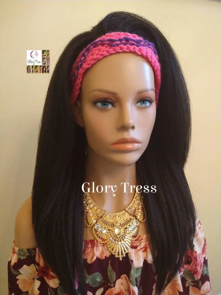 CLEARANCE // Crochet Headband - Pink & Purple Headband - Turbans - Handmade Turban - Handmade Crochet Headband - Glory Tress  // GLAMOROUS