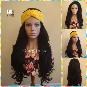 CLEARANCE // Crochet Headband - Yellow Headband - Turbans - Handmade Turban - Handmade Crochet Headband - Glory Tress  // GLAMOROUS