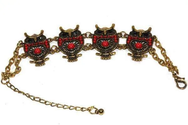 Colorful Bead Drop Perched Owl Bracelet