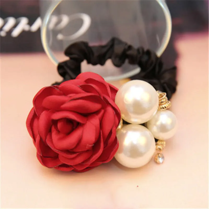 Colorful Rose Faux Pearl Hair Band