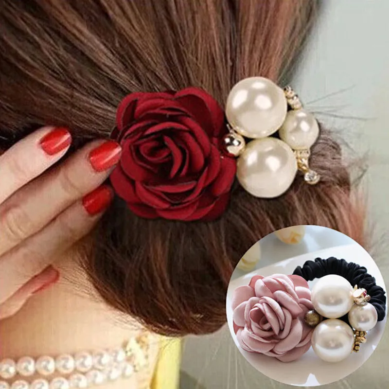 Colorful Rose Faux Pearl Hair Band