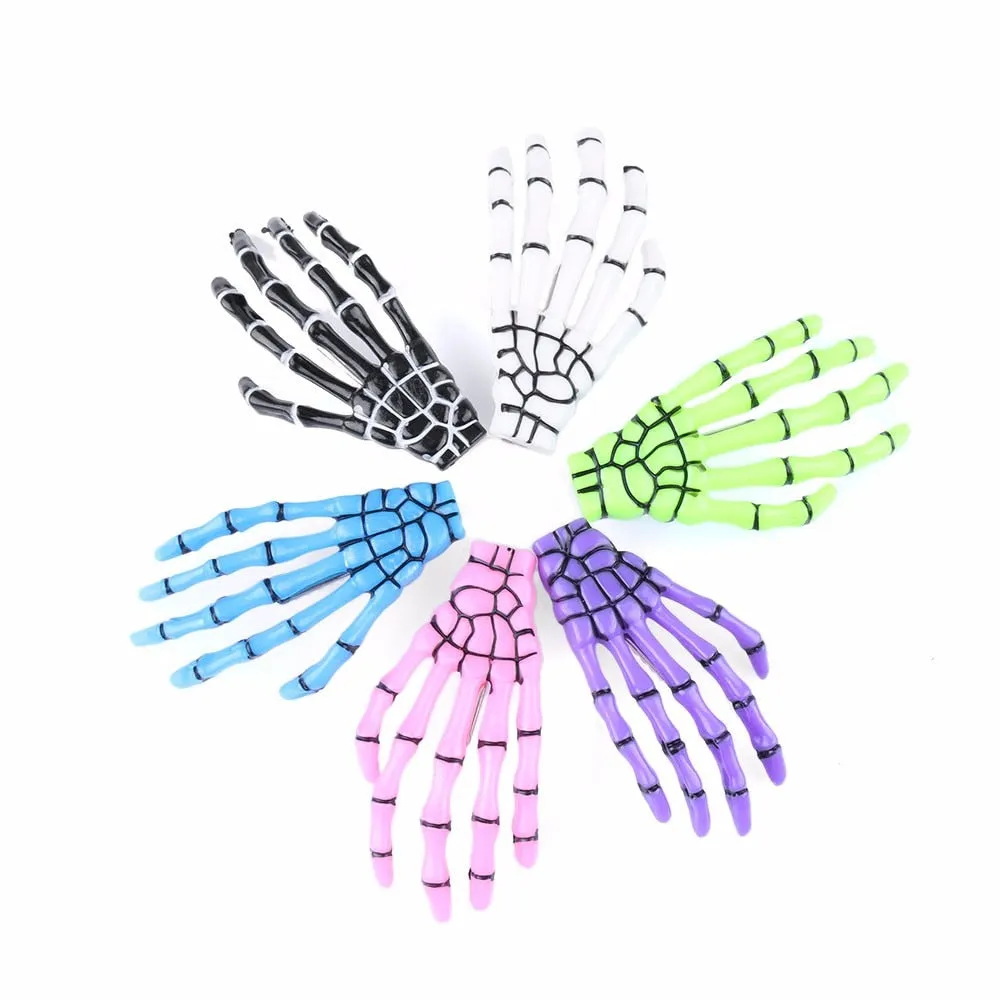 Colorful Skeleton Hand Hair Clips