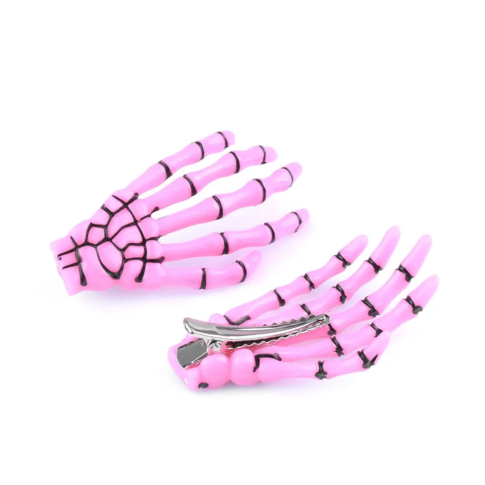 Colorful Skeleton Hand Hair Clips