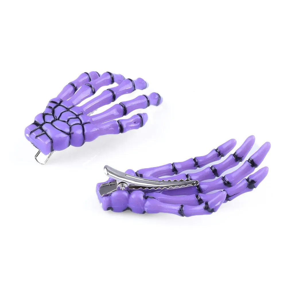 Colorful Skeleton Hand Hair Clips