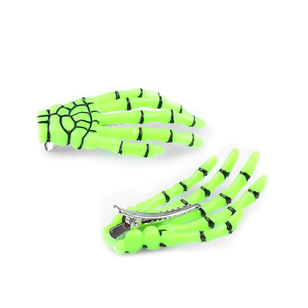 Colorful Skeleton Hand Hair Clips