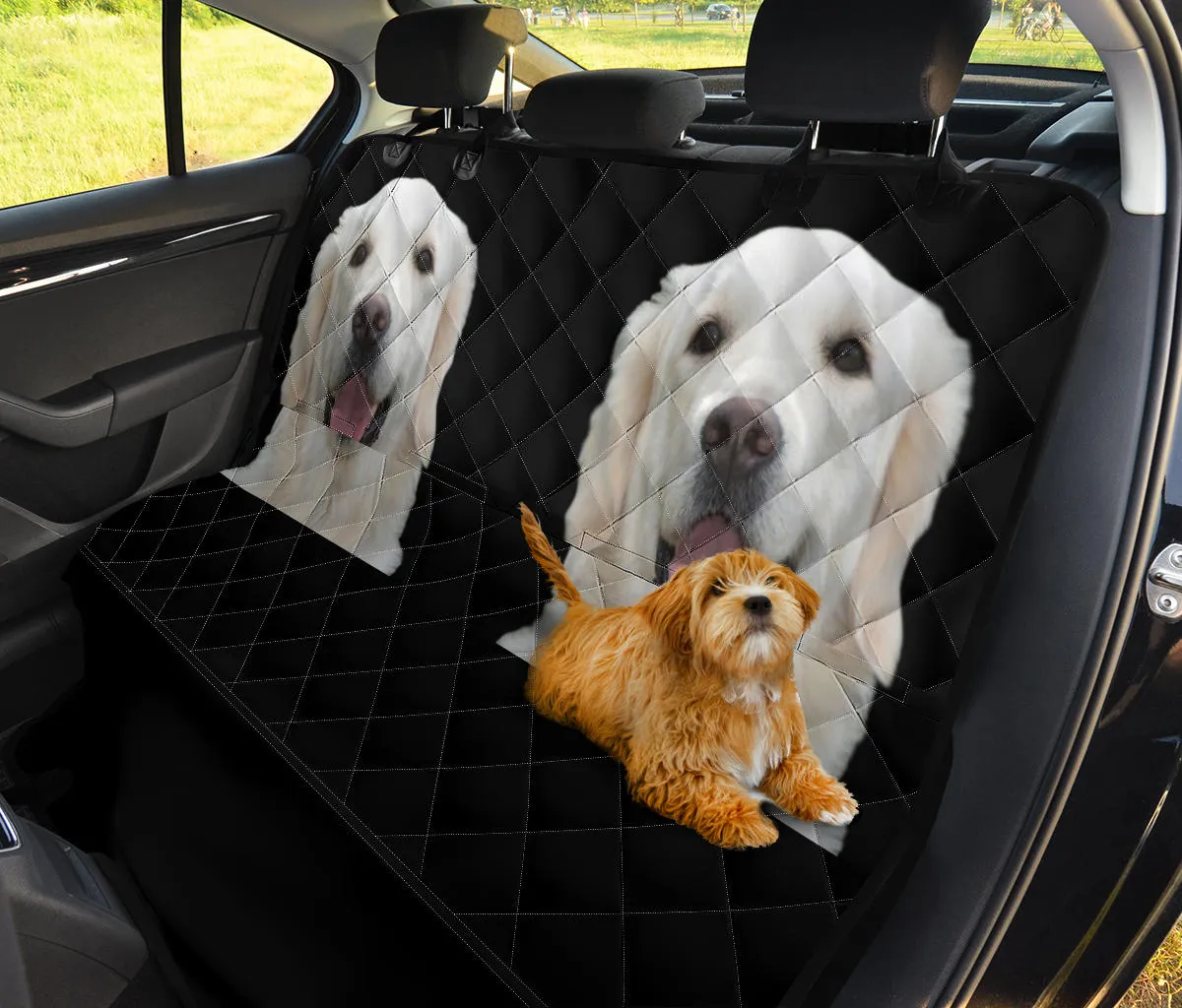 Cream Golden Retriever Pet Seat Cover - Black