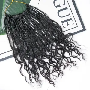 Crochet Boho Box Braids with Human Hair Curls