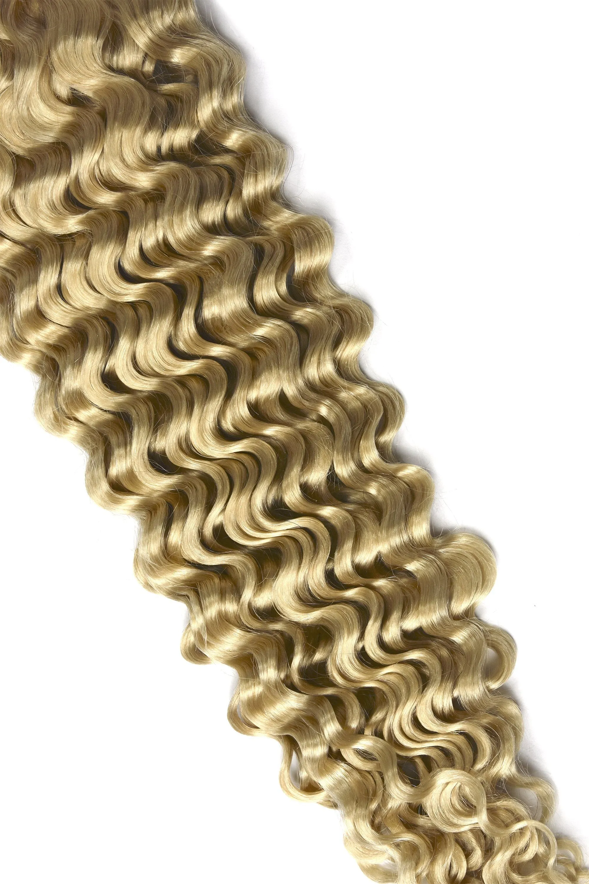 Curly Full Head Remy Clip in Human Hair Extensions - Bleach Blonde (#613)