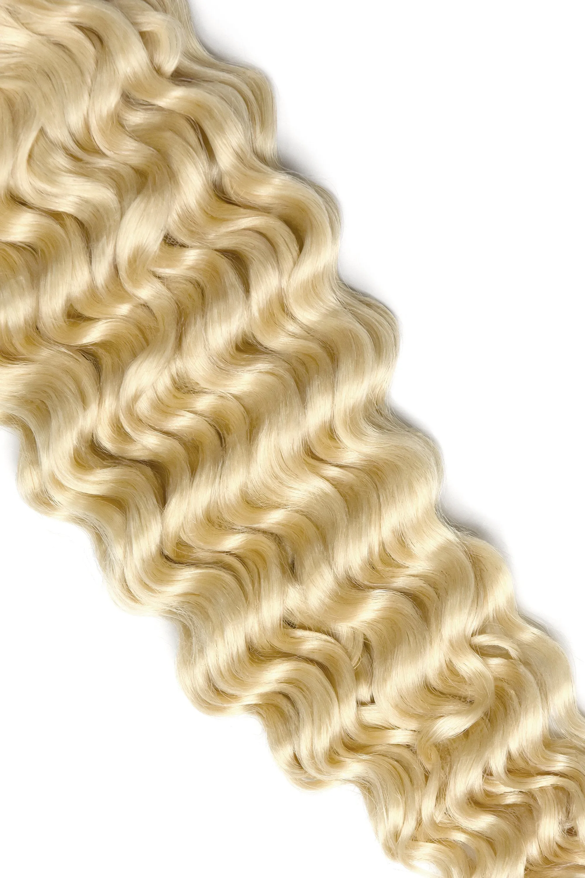 Curly Full Head Remy Clip in Human Hair Extensions - Lightest Blonde (#60)