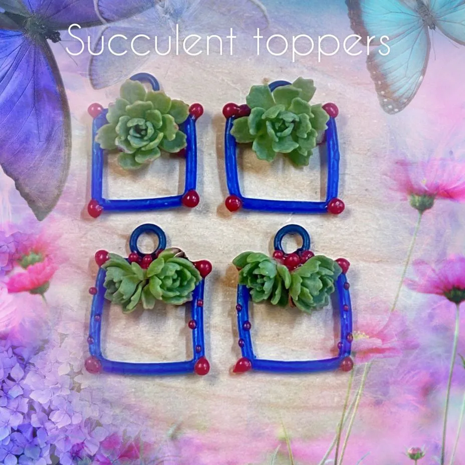 Desert Dweller “Blushing Succulents” hand cast Sterling Silver beaded Earrings