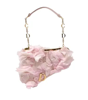 Dior Pink Silk Rose Petal Mini Saddle Bag