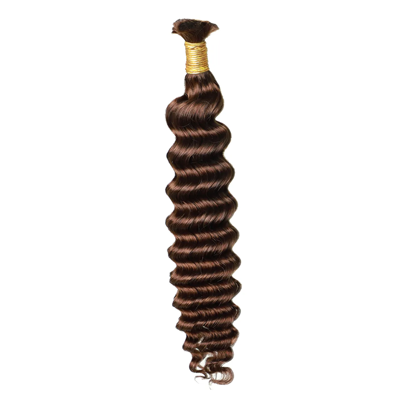 Double Drawn #4 Dark Brown Deep Wave Human Bulk Braiding Hair For Boho Braiding