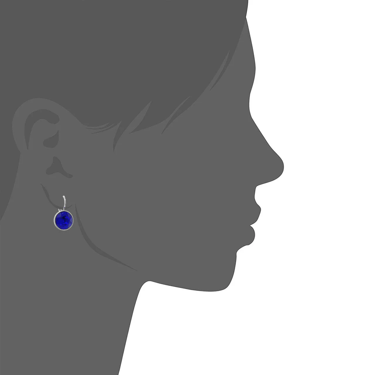 Drop Earrings with Blue Crystals Rhodium Plated