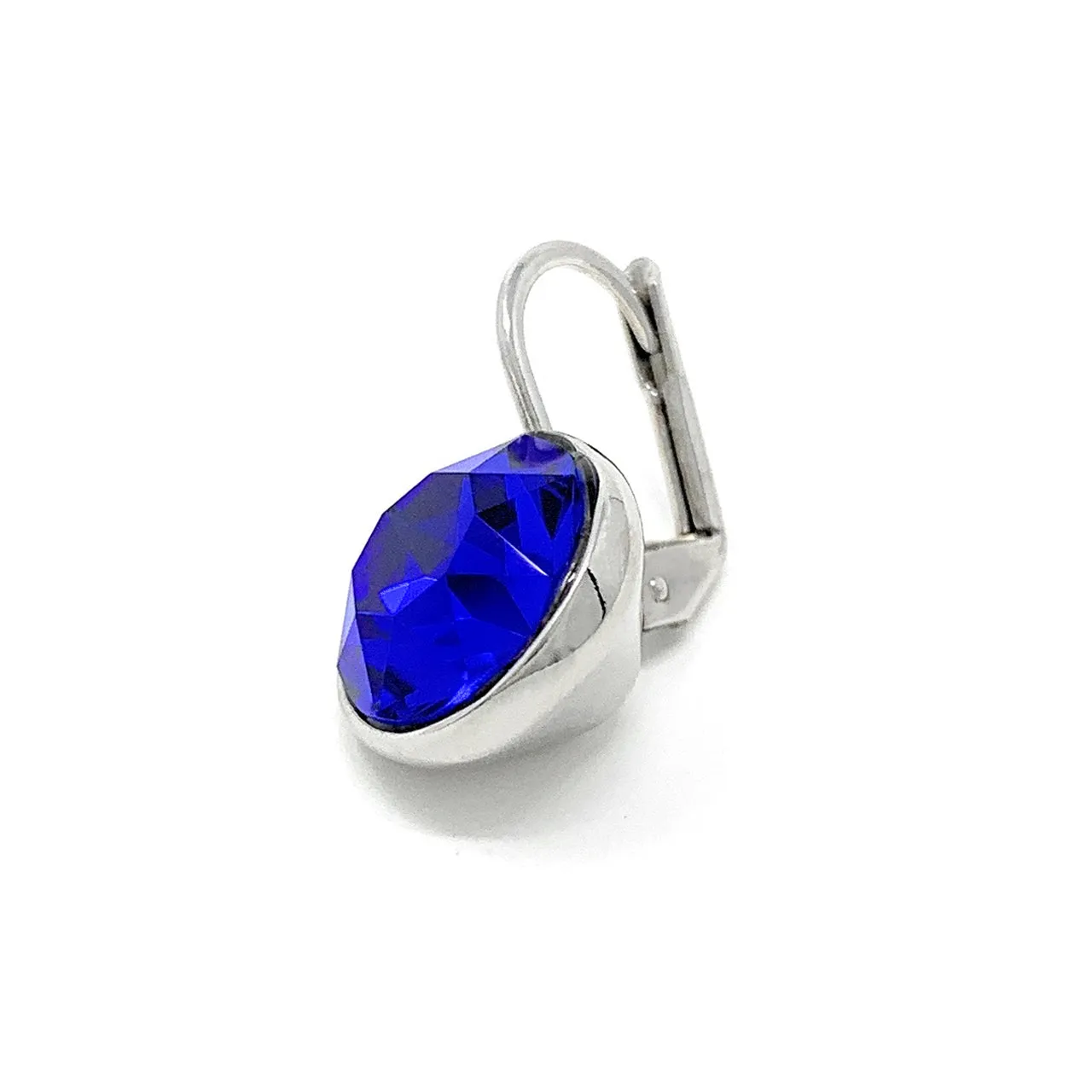 Drop Earrings with Blue Crystals Rhodium Plated