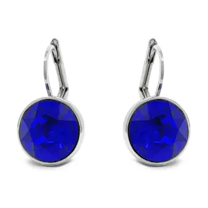 Drop Earrings with Blue Crystals Rhodium Plated