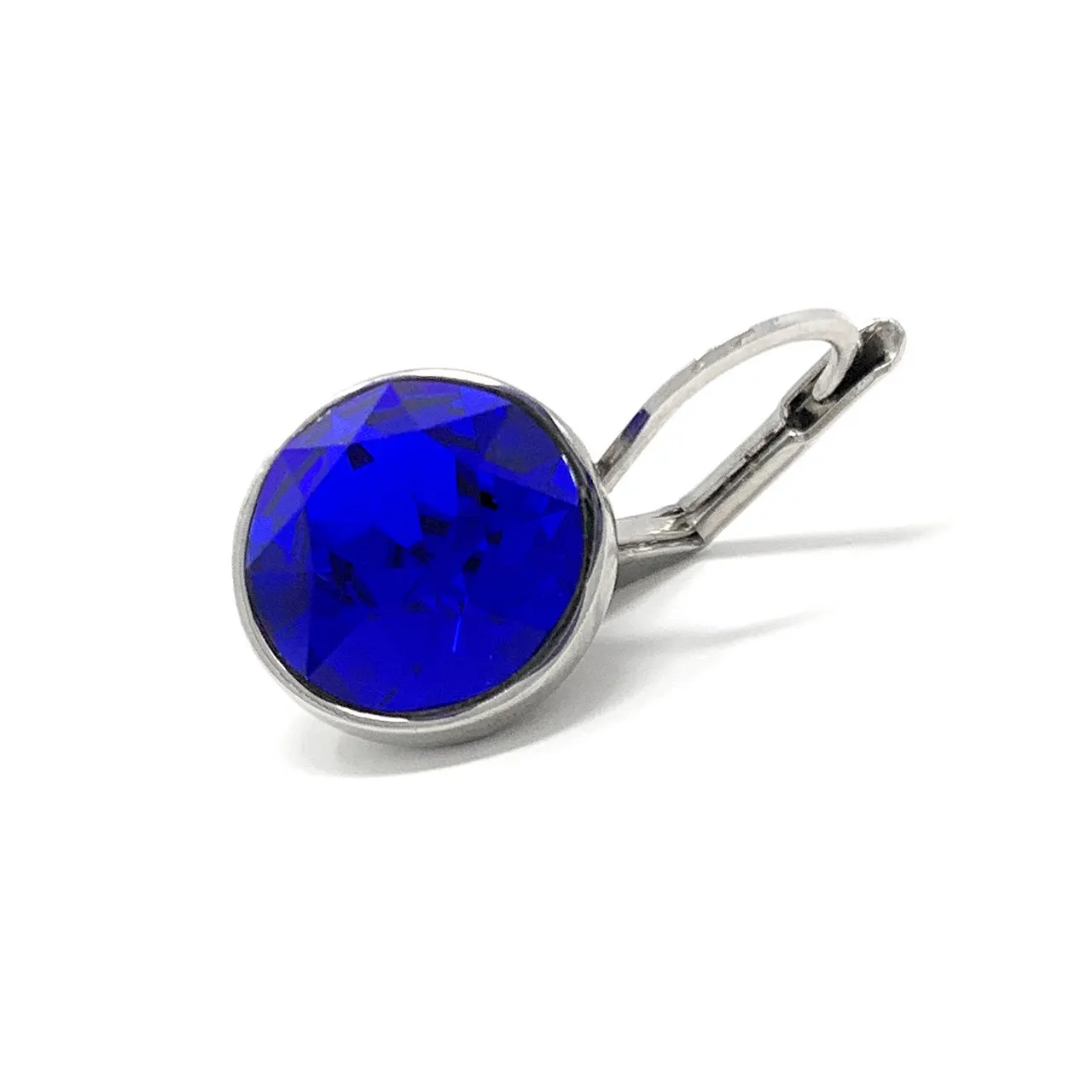 Drop Earrings with Blue Crystals Rhodium Plated
