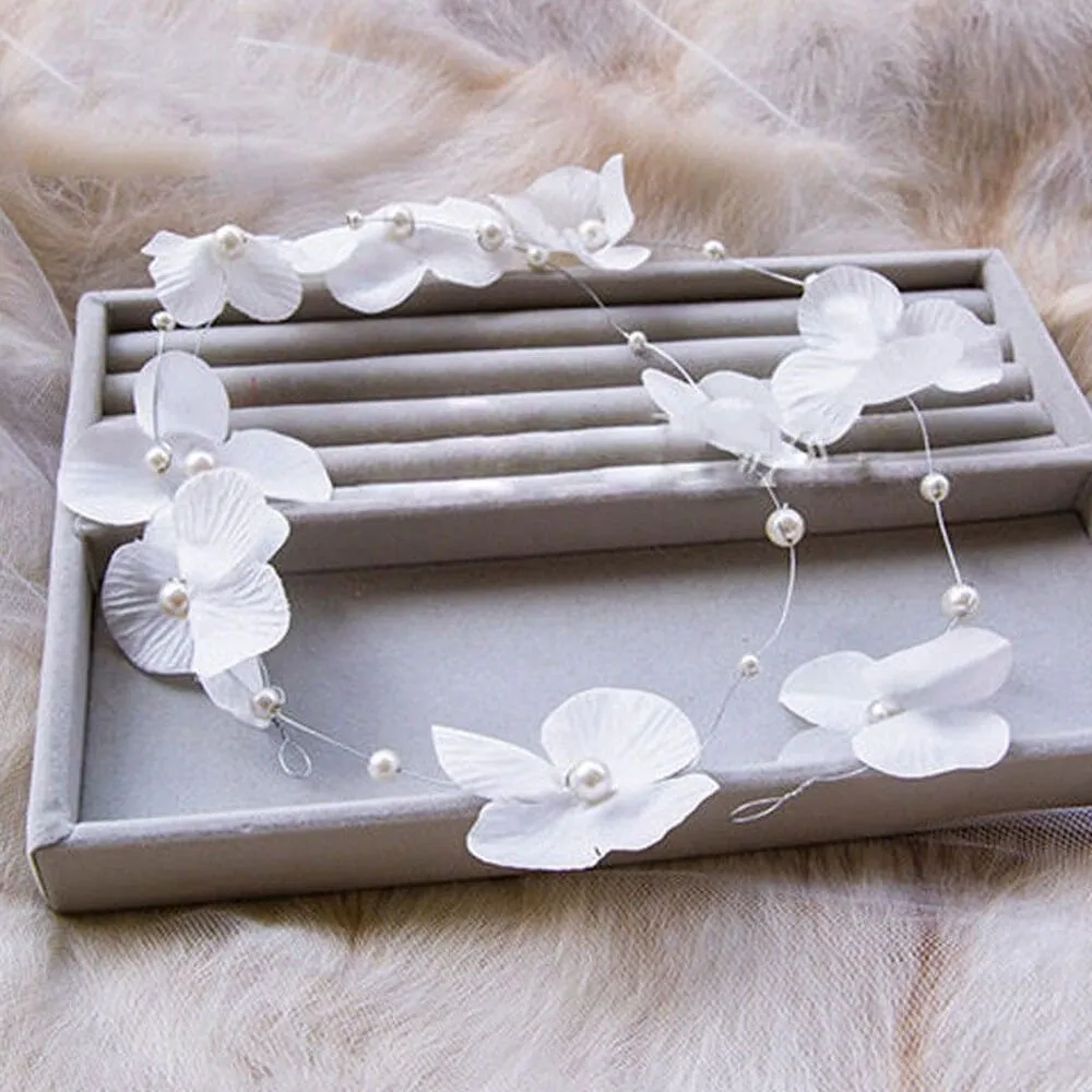 Extra Long Floating Silk Flower Hair Vine, Bridal Floral Hair Vine, Wedding Long Hair 54"L Invisible Hair Wire