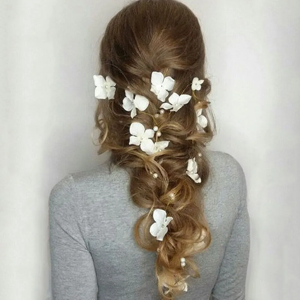Extra Long Floating Silk Flower Hair Vine, Bridal Floral Hair Vine, Wedding Long Hair 54"L Invisible Hair Wire